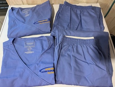 2 Eastern Long Island Academy Size Small Blue School Scrub Cherokee Uniform Sets