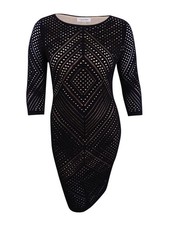 Calvin Klein Women's Perforated Sweater Dress (S, Black)