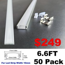 50 Pack 3.3FT 6.6FT Classic Style LED Strip Diffuser System Aluminum U Channel