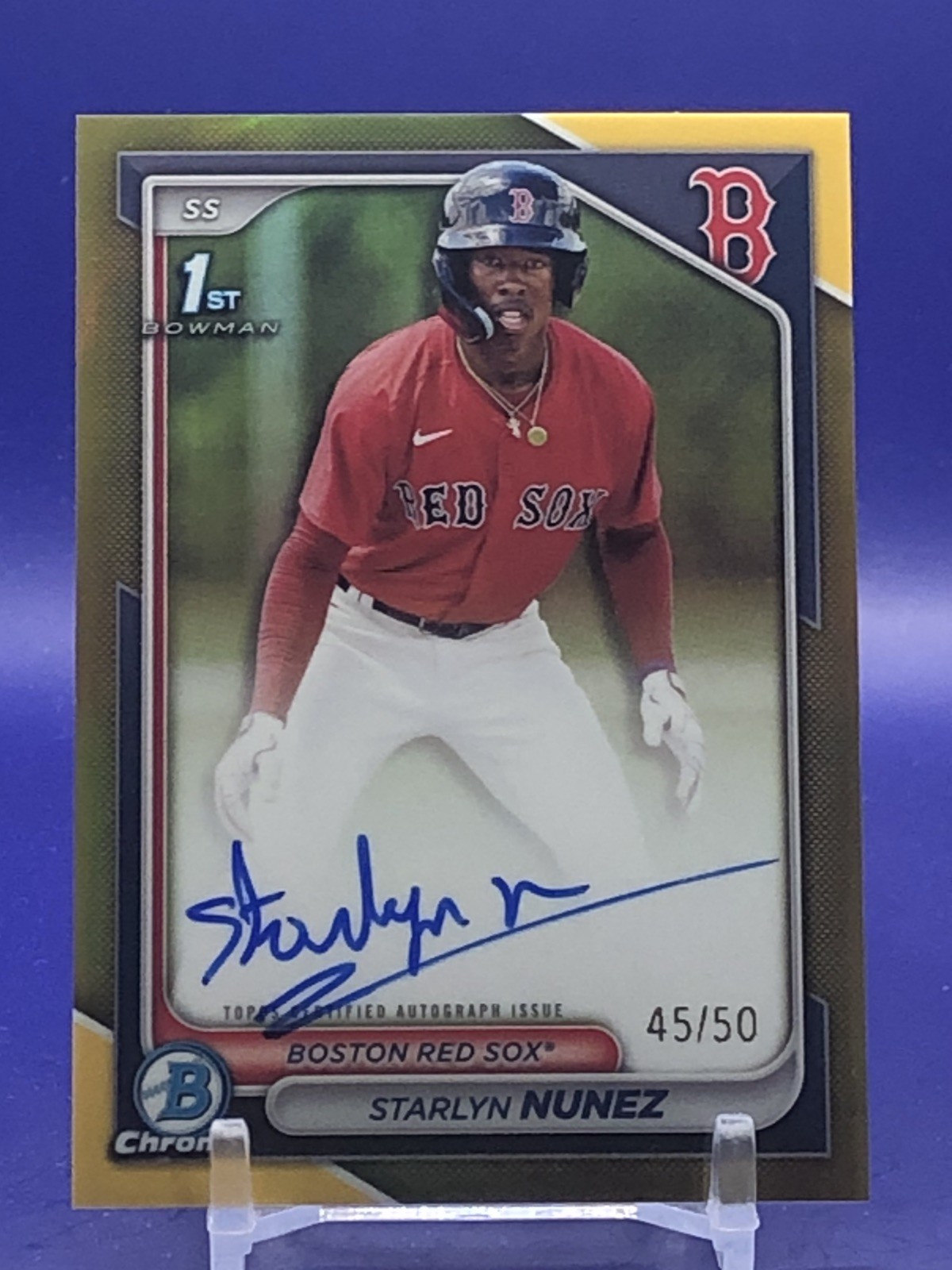 2024 Bowman Chrome Prospect Autograph Gold #CPA-SN Starlyn Nunez 45/50 Red Sox