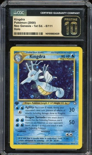 2000 POKEMON NEO GENESIS 1ST EDITION KINGDRA 8/111 HOLO SWIRL PRISTINE CGC 10