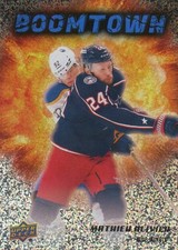 2025-26 Upper Deck Series 2 Boomtown Mathieu Olivier, Blue Jackets #BT-5 Speckle