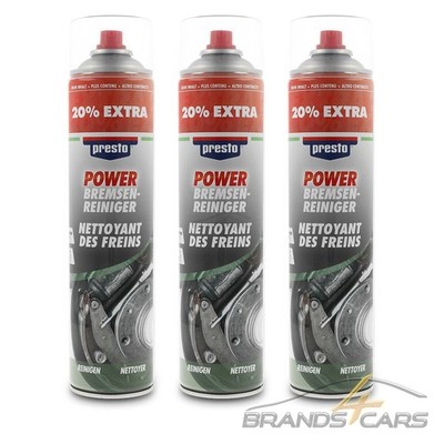3x 600ml PRESTO POWER BREMSEN REINIGER REINIGUNG ENTFETTER SPRAY DOSE MOTIP