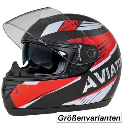 Integralhelm Mit Sonnenblende Matt Helm Motorradhelm Schwarz-Rot Quad Klapphelm