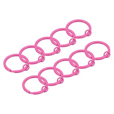 Split Keychain Rings 10Pcs Round Flat Key Holder with Open Jump Ring, Rose Red