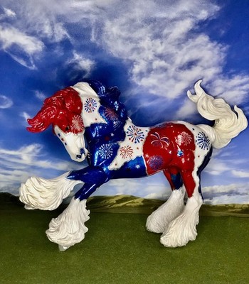 OOAK Breyer cm Custom Gypsy Vanner *Glossy Patriotic Horse Fireworks And Stars*