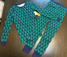 Crewcuts J. Crew Unisex Kids Green Navy Trees Pajama Set Size 12 NWT