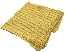 Baby Blanket HAND KNITTED - Yellow 32"x32  Girls Infant Nursery Decor Soft