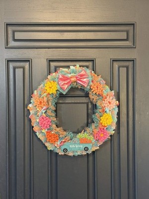 Handmade Hello Spring Wreath   Easter Truck Door Decor   Floral Farmhouse