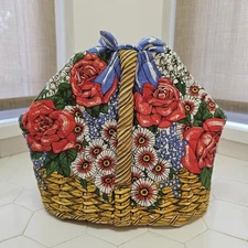 Vtg Frances Worters Quilted Tea Cozy English Country Cottage Made in Britain