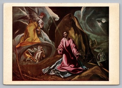 Artist El Greco Postcard Agony in Garden Angel Appears Before Christ Crucifixion