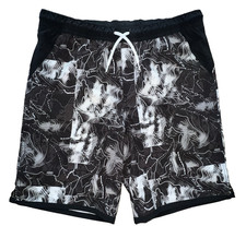 Lands' End Kids Boys XXL 18-20 Stretch Hydroliner Sport Swim Trunks Shorts Map