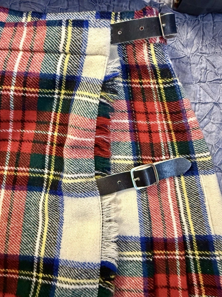 Vtg Wool Tartan Maxi Wrap Skirt Kilt UK 16 Plaid Academia Cottagecore Scotland - Image 4 of 4