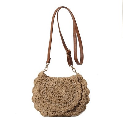 Cotton Lace Woven Round Shoulder Bag