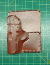 J&J SIG P938 KIMBER MICRO 9 RIGHT BROWN REAR / CARGO POCKET LEATHER HOLSTER