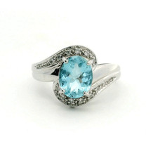 9ct Gold Statement Ring Topaz & Diamond Gemstones Size N Metal Hallmarked