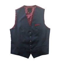 Ted Baker Mens Navy Blue Textured Waistcoat Size 4 L 40 Regular Smart Wedding