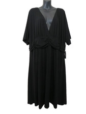 Kiyonna size 4X Black Surplice Dress Short Sleeve V Neck Kimono Sleeve NEW