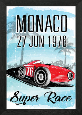 Monaco Race Vintage Framed Wall Art Poster Canvas Print Picture