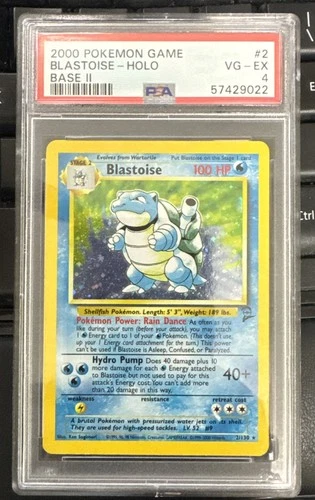 Pokémon TCG Blastoise Holo Unlimited Rare Card 2/130 Base Set PSA 4
