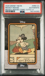 2026 TOPPS DISNEY NEON MICKEY MOUSE COMIC CUTS MICKEY MOUSE 1/1 PSA AUTHENTIC