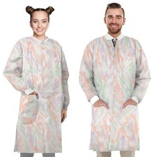 Multicolor Disposable Lab Coats SMS 50 GSM Knit Cuffs 100 Count X-Large