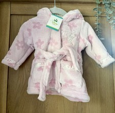 Disney Newborn Baby Girls Winnie the Pooh Pink Fluffy Hooded Dressing Gown, BNWT