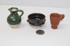 3 Small Pieces of Vintage Pottery -- Pot, Pitcher, Mug