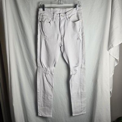 RUE 21 Denim Jeans Pants White 32 X 34 Flex Skinny Distressed Premium Stretch