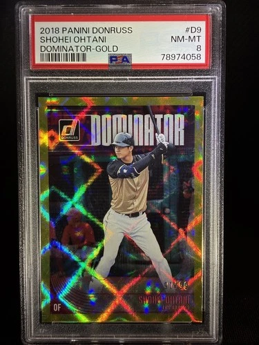 SHOHEI OHTANI PSA 8 2018 PANINI DONRUSS #D9 DOMINATOR GOLD RC 91/99 ANGELS
