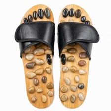 Reflexology Foot Massager Slipper Acupuncture Massage Sandals w/ Natural Stones