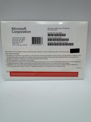 Win Home 10 64Bit Eng Intl 1PK DSP OEI DVD Version 22H2