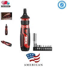 Versatile 4V Rechargeable Screwdriver with 9-Piece Bit Set and Safety Features