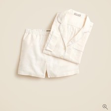 J.Crew Long-sleeve pajama short set in linen-cotton blend XS