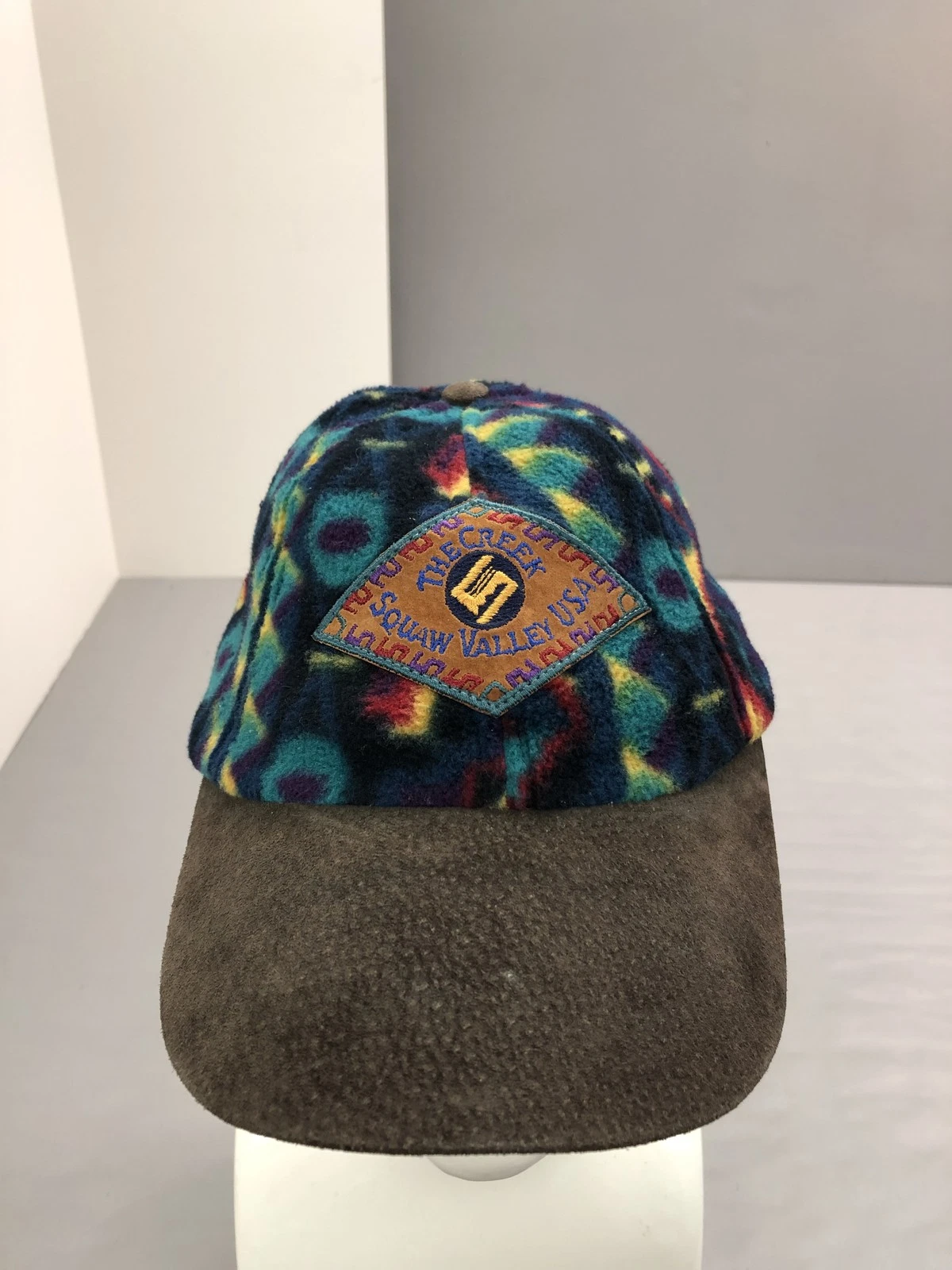 Vintage Merkley Headgear Hat Cap Strap Back One Size Fleece Squaw Valley Ski 90s