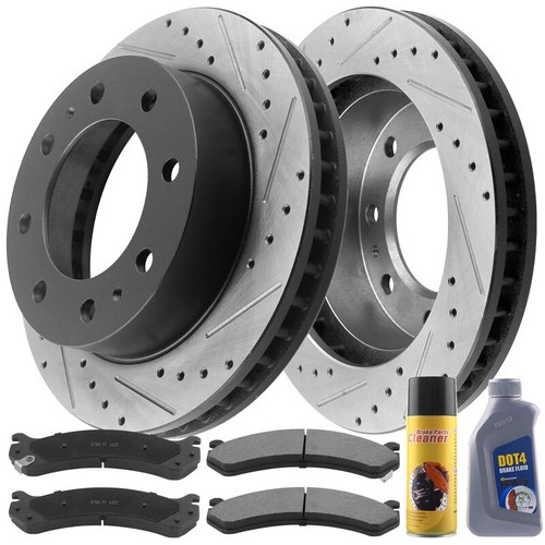 For Chevy Silverado Sierra Front Drill Slot Brake Rotors Ceramic Pads G7