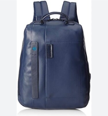 Piquadro Pulse 15'' Laptop Rucksack, Leder, blau, 42 cm. gebraucht
