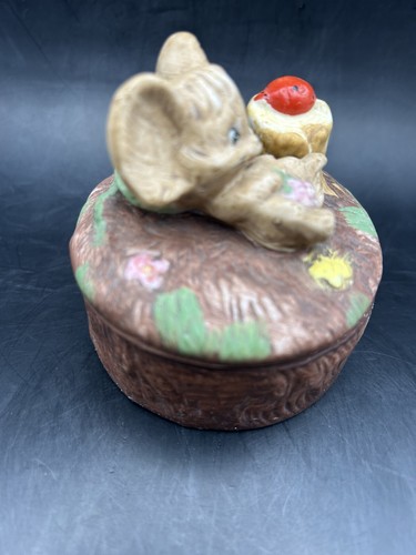 Vintage Porcelain Cute Mouse / Lady Bug Covered Trinket Dish 3"H X 3"W - Picture 5 of 8