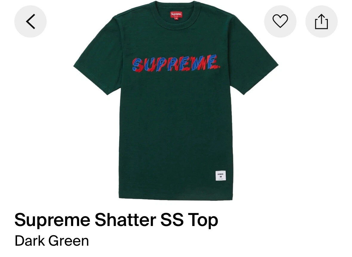 TEE SHIRT SUPREME SHATTER NEUF DEADSTOCK TAILLE L VERT FONCÉ 
