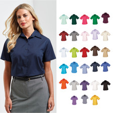 Premier Women's Short Sleeve Poplin Blouse PR302-formal Workwear Office Shir