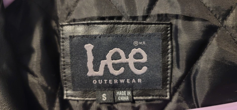 Lee Black Faux Leather Zip Front Jacket Zippered Pockets Small - Image 3 of 4