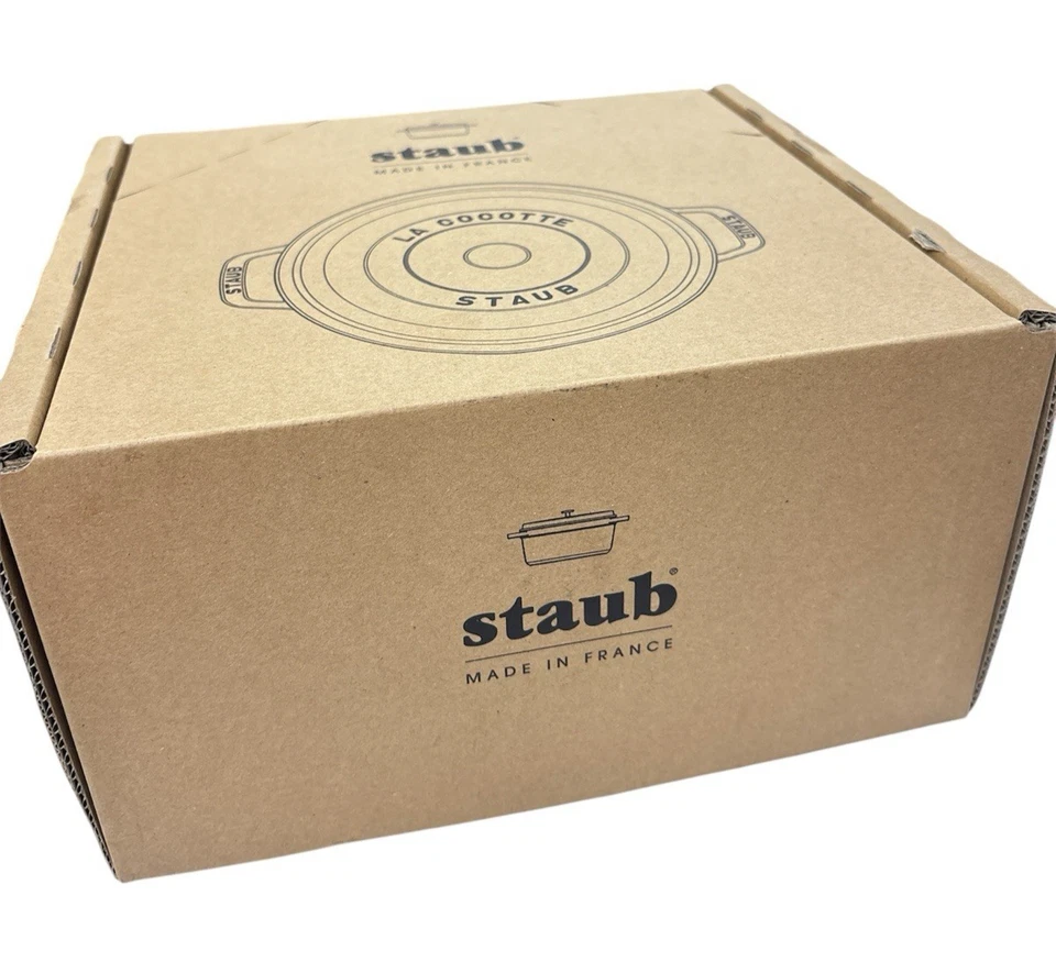 Horno holandés Cocotte redondo profundo alto de hierro fundido esmaltado Staub 5 cuartos 9-3/8" blanco Foto 2 de 4