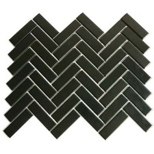 SAMPLE New Herringbone Black Matt 30cm x 33cm Wall & Floor Mosaic