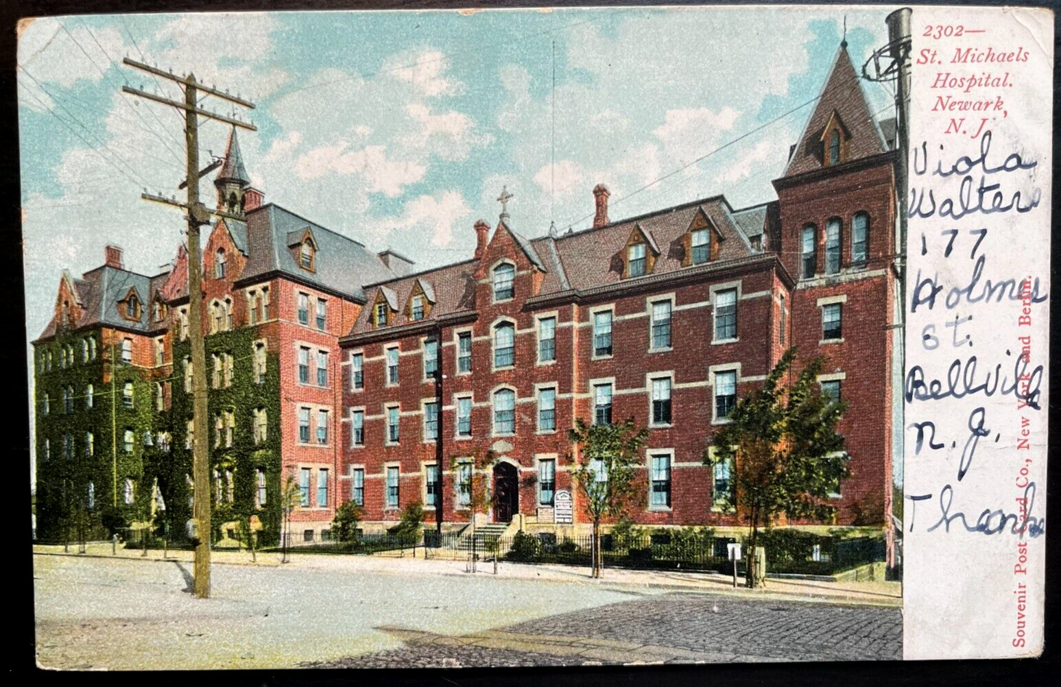Vintage Postcard 1906 St. Michael's Hospital, Newark, New Jersey (NJ)