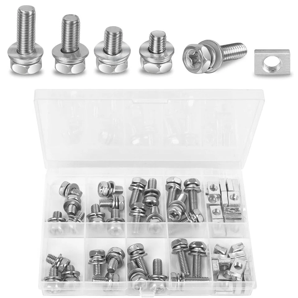 56 Pack ATV Bike Scooter Motorcycle Battery Terminal Nuts and Bolt Kit M6 Screw Foto 2 de 4