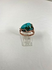 Handmade  Copper Wire Wrap  Turquoise Ring Size 8  52