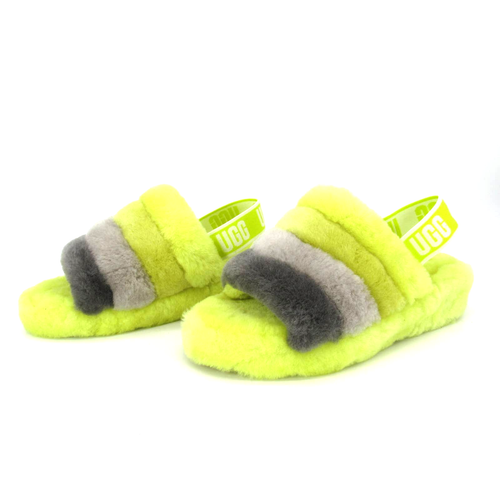 UGG Logo Fluff Yeah Slide Sheepskin Slippers in Multi Color Sulfur SZ 7 |  eBay