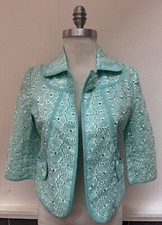 MSRP $88 NOW SALE $35 -NWT Georgiou Lace Work Turquoise Eyelet Summer Coat Style