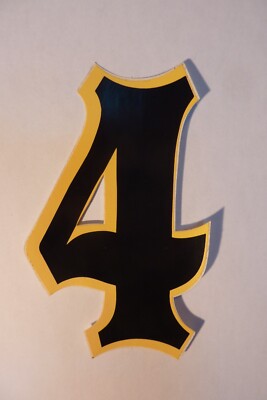 VINTAGE NOS OLD SCHOOL HARO STYLE BLACK/YELLOW #4 NUMBER BMX PLATE STICKER