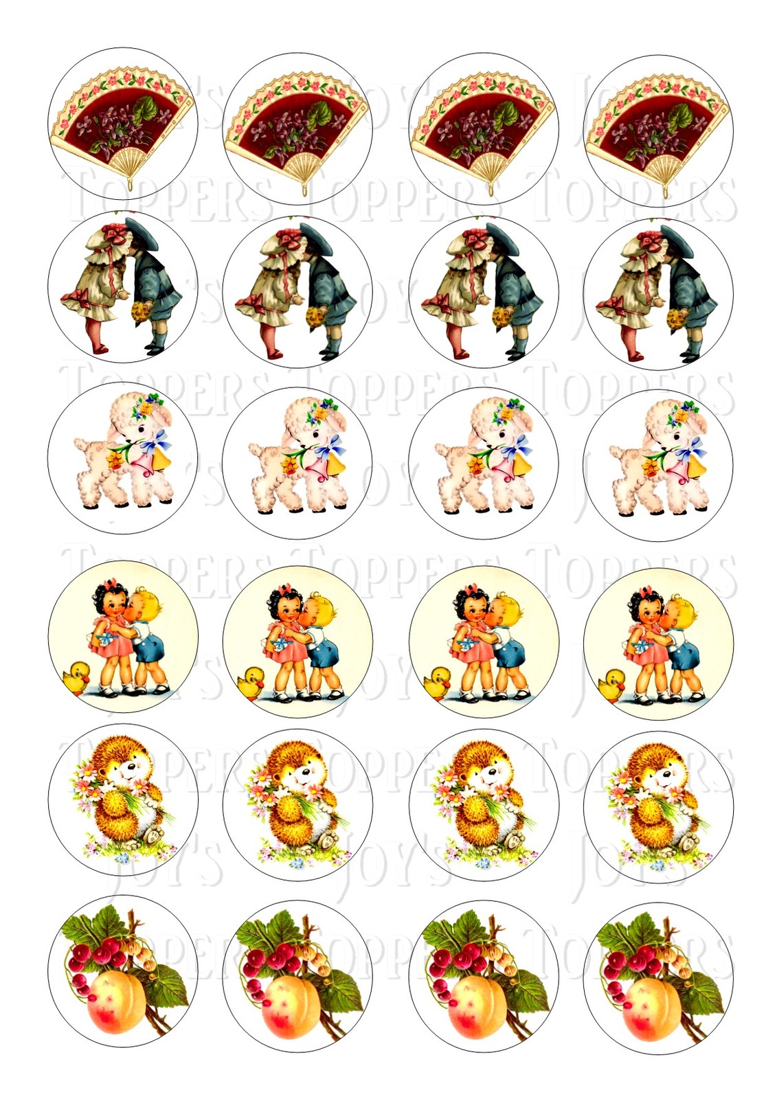 24 VINTAGE IMAGES WAFER RICE PAPER EDIBLE FAIRY/CUPCAKE  CAKE  TOPPERS